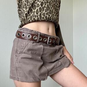 Vintage genuine leather grommet belt